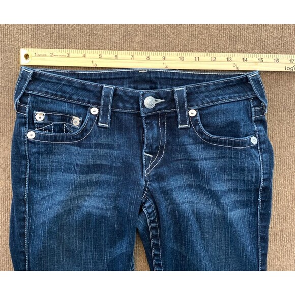 True Religion Skinny Jeans Womens 27 Low Rise Stretch Whiskered Dark Y2K Denim - Picture 4 of 8